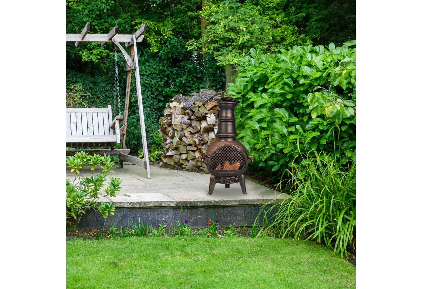 relaxdays Feuerkorb Terrassenofen Bronze Gusseisen - Bild 5