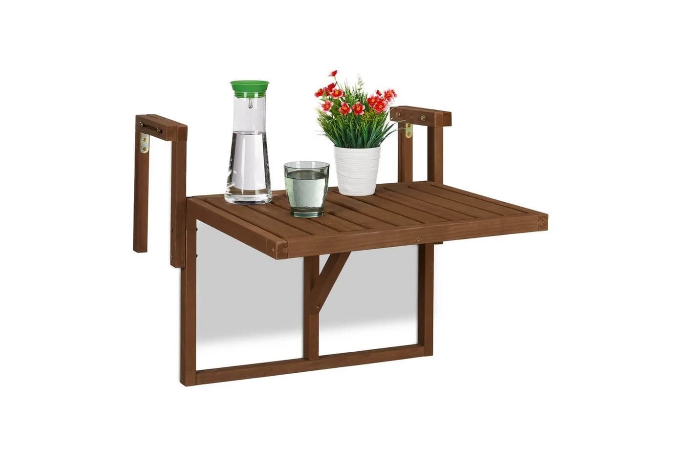 RELAXDAYS Balkonhängetisch Klappbar Dunkelbraun Holz - Bild 2