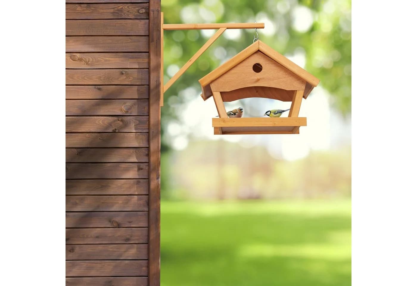 relaxdays Vogelhaus aus Holz mit grünem Dach