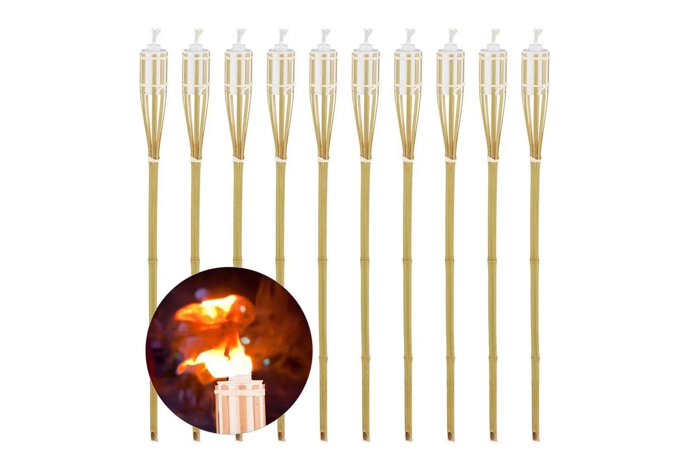 relaxdays Gartenfackel 10er Set Natur Bambus - Bild 2