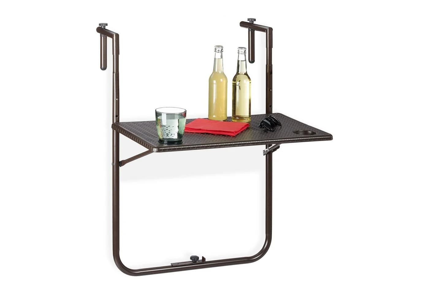 relaxdays Balkonhängetisch klappbar in Braun Rattan-Optik - Bild 2