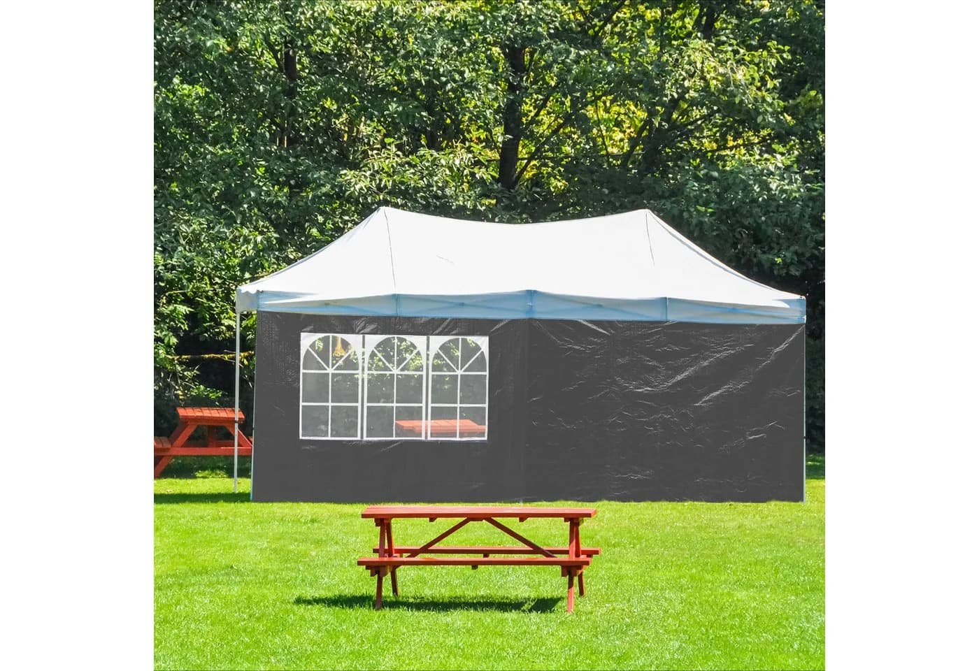 relaxdays Pavillon Seitenwand 2er Set Grau mit Fenster - Bild 5