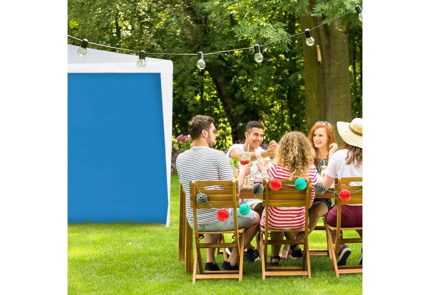 relaxdays Pavillon Seitenteile 2er Set Blau Wasserdicht - Bild 3