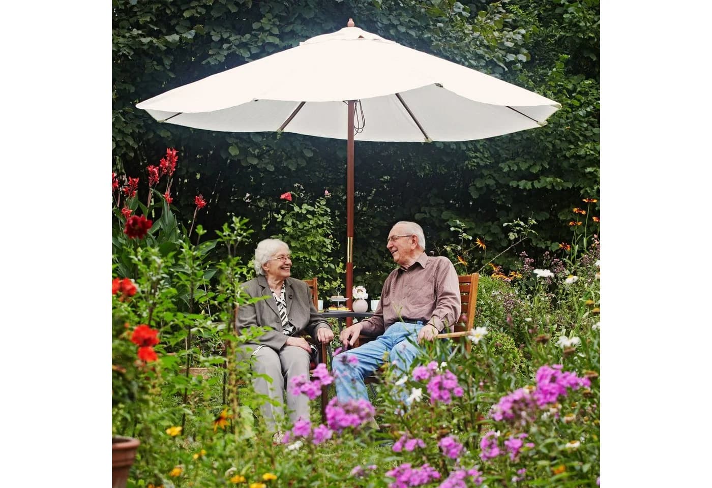 relaxdays Gartentisch mit Schirmloch Anthrazit - Bild 3