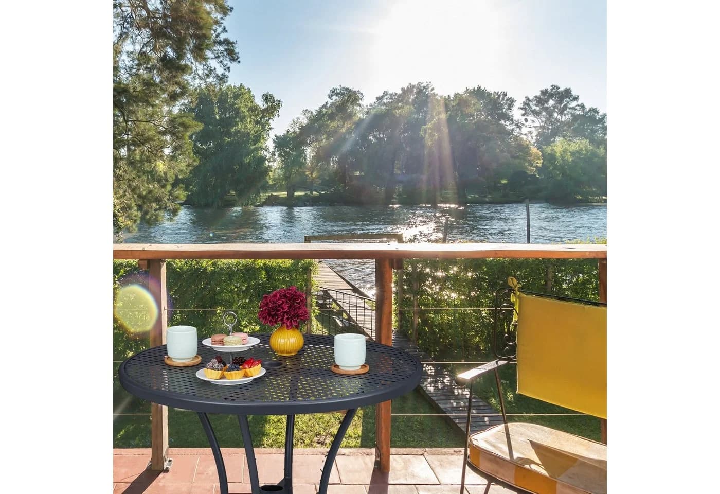 relaxdays Gartentisch mit Schirmloch Anthrazit - Bild 5