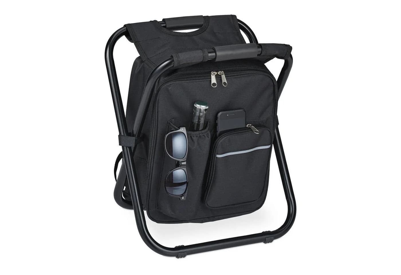 relaxdays Campinghocker Schwarz Klappbar mit Rucksack-Tragegurten und Tasche - Bild 2