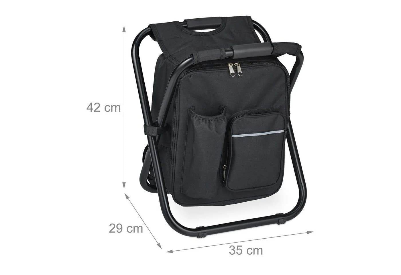 relaxdays Campinghocker Schwarz Klappbar mit Rucksack-Tragegurten und Tasche - Bild 4