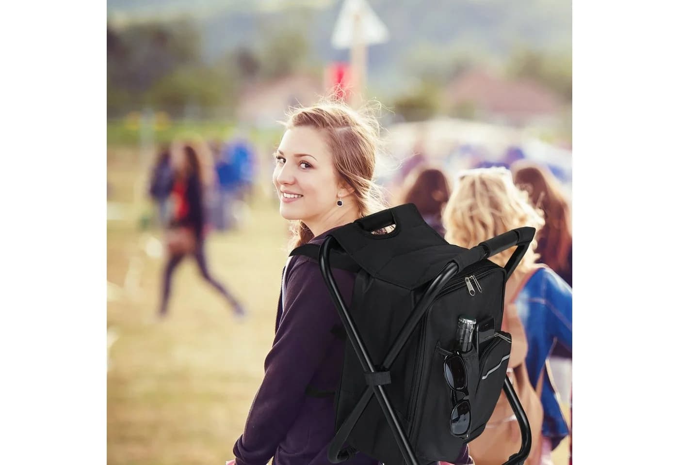 relaxdays Campinghocker Schwarz Klappbar mit Rucksack-Tragegurten und Tasche - Bild 5