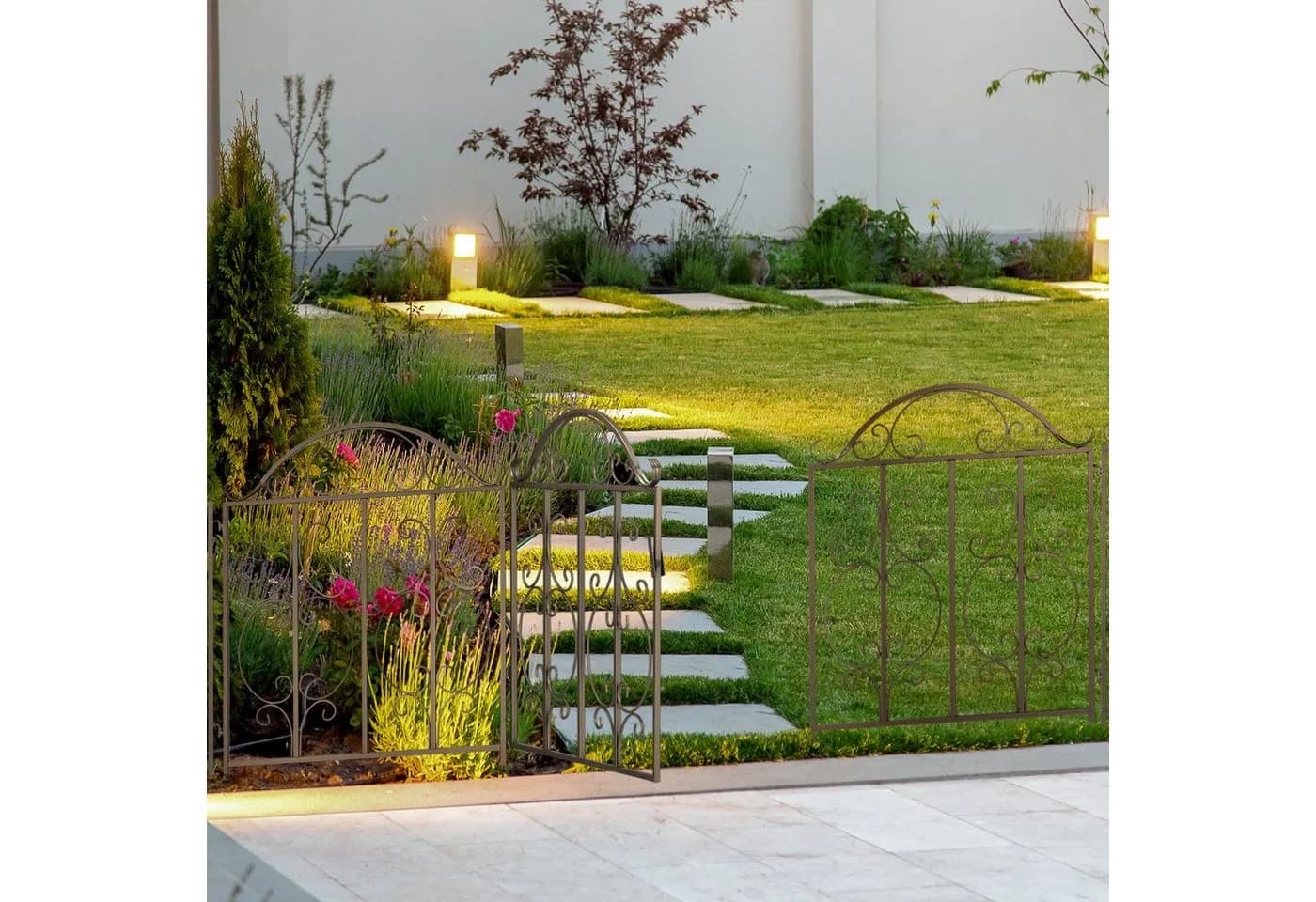 relaxdays Gartenzaun Bronze 3er Set Verziertes Stecksystem - Bild 5
