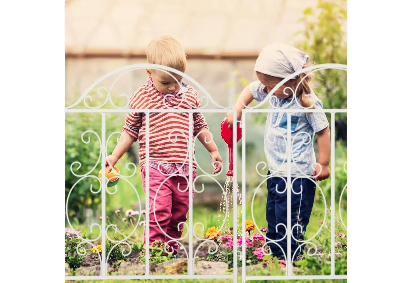relaxdays Gartenzaun Weiß 3er Set aus Stahl mit Verzierungen - Bild 3