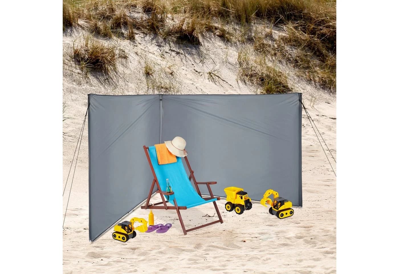 relaxdays Sichtschutzfächer Sicht- und Windschutz 4 Meter Grau