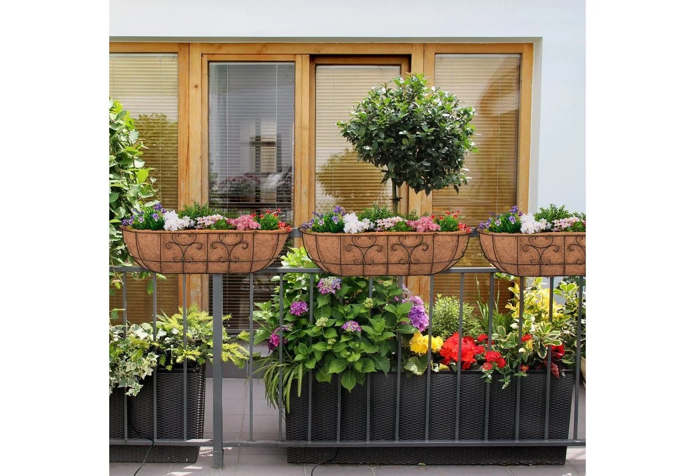 RELAXDAYS Blumenkasten Balkon 3er Set Braun Eisen