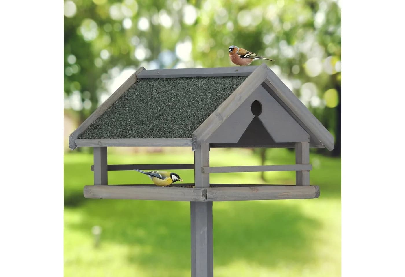 relaxdays Vogelhaus mit Ständer Grau/Grün - Bild 3