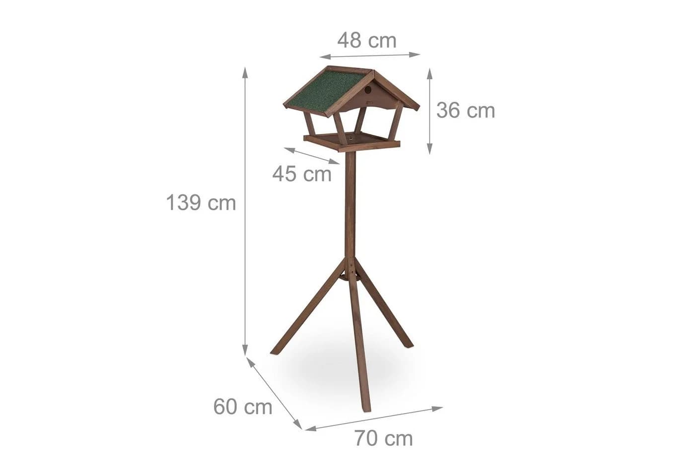 relaxdays Vogelhaus XXL mit Ständer Braun/Grün Tannenholz - Bild 4