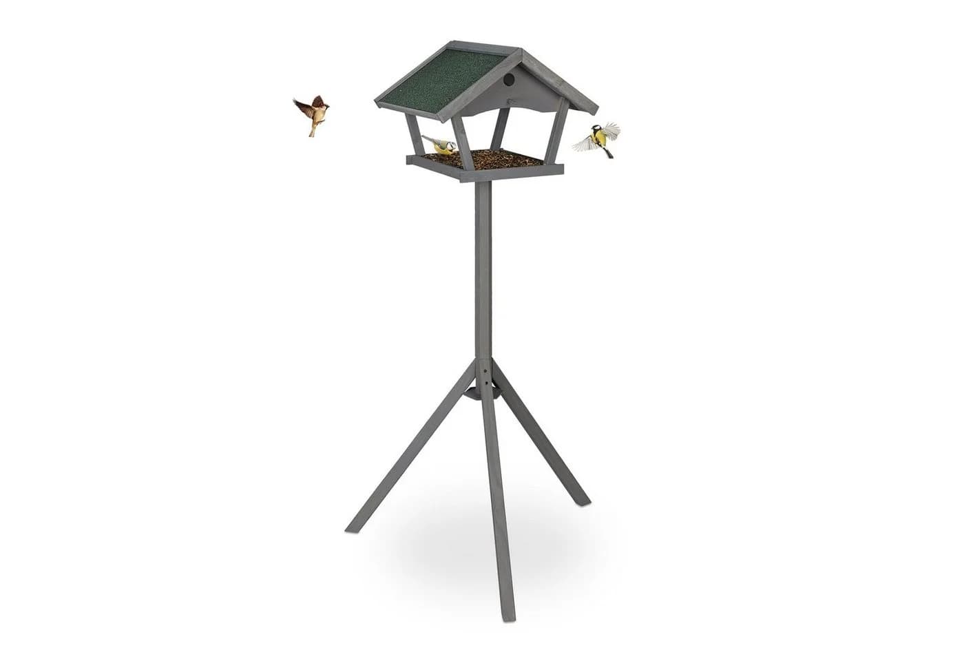 relaxdays Vogelhaus XXL mit Ständer Grau/Grün Tannenholz - Bild 2