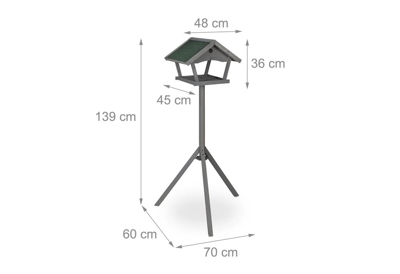 relaxdays Vogelhaus XXL mit Ständer Grau/Grün Tannenholz - Bild 4