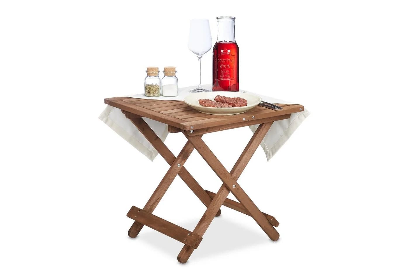 relaxdays Klapptisch Braun Holz Beistelltisch Klappbar - Bild 2