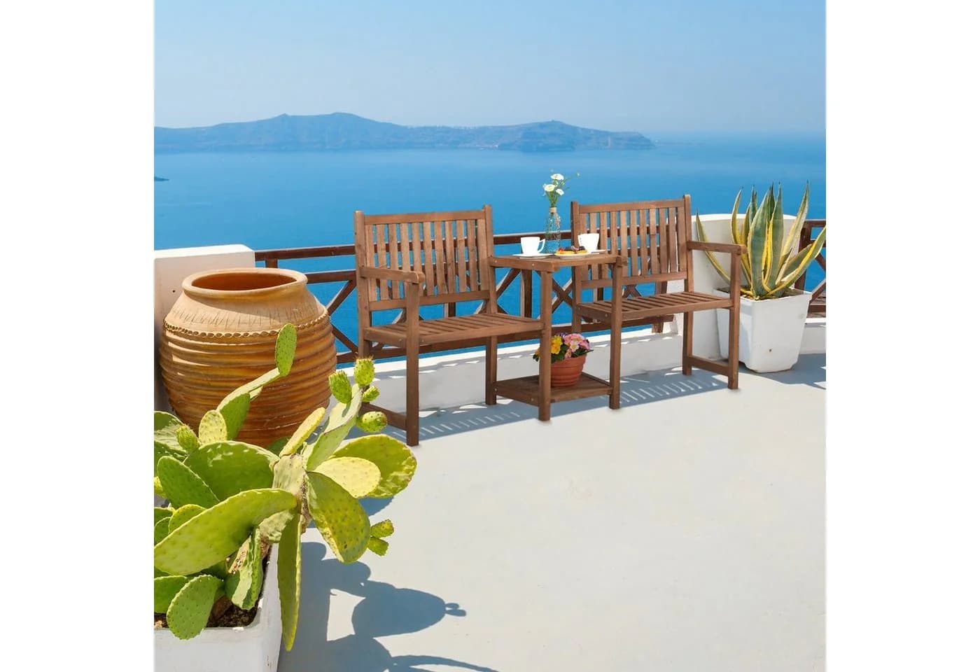 relaxdays Gartenbank mit Tisch Braun Tannenholz - Bild 5