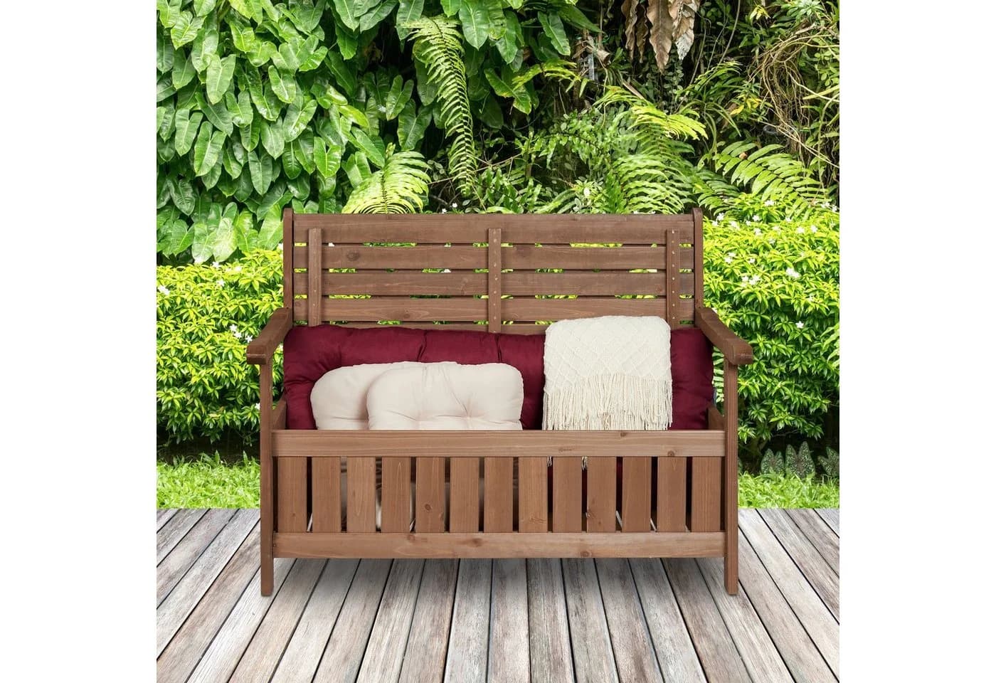 relaxdays Gartenbank mit Stauraum Tannenholz Dunkelbraun - Bild 5