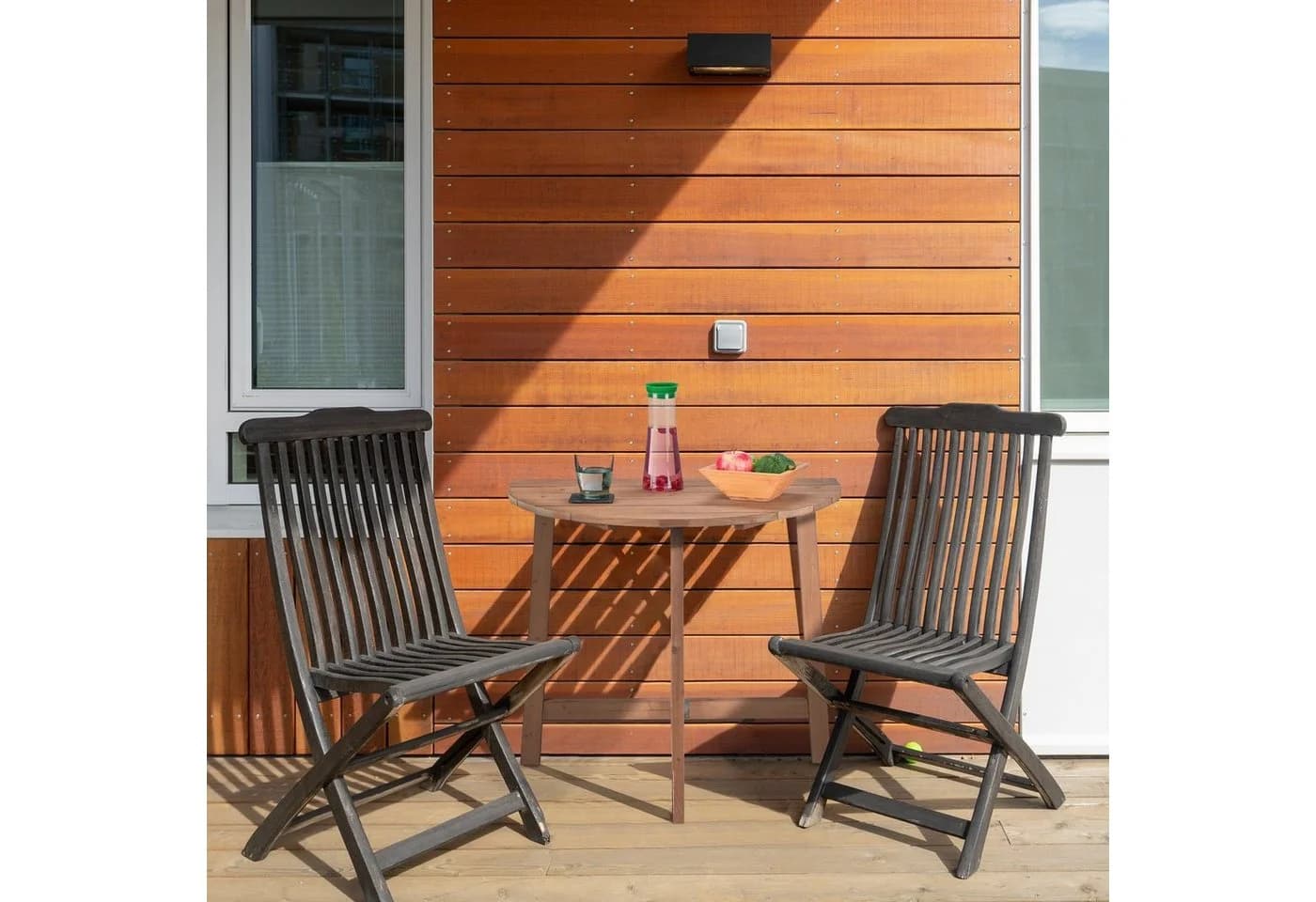 relaxdays Halbrunder Klapptisch aus Holz Dunkelbraun