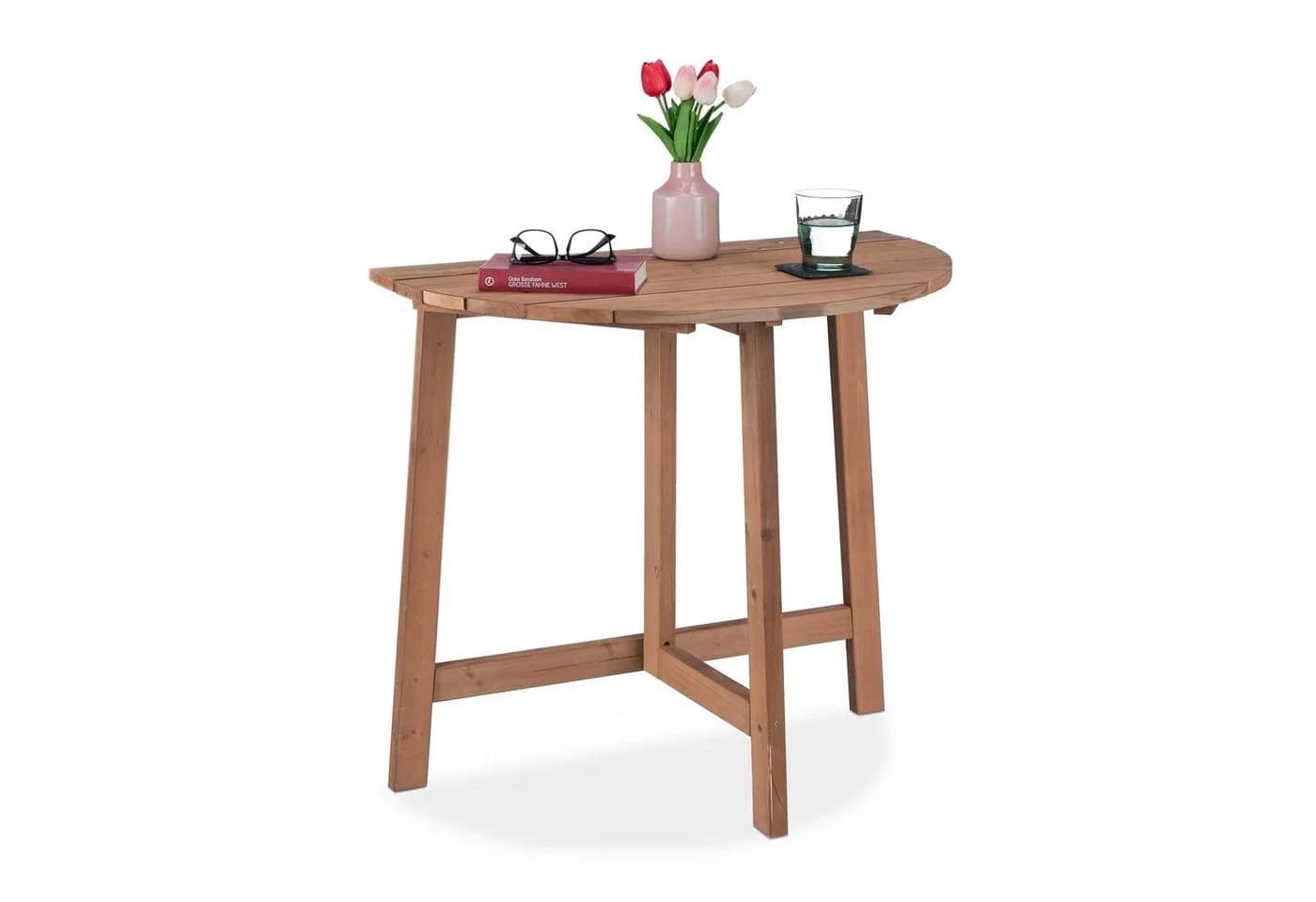 relaxdays Halbrunder Klapptisch aus Holz Dunkelbraun - Bild 2