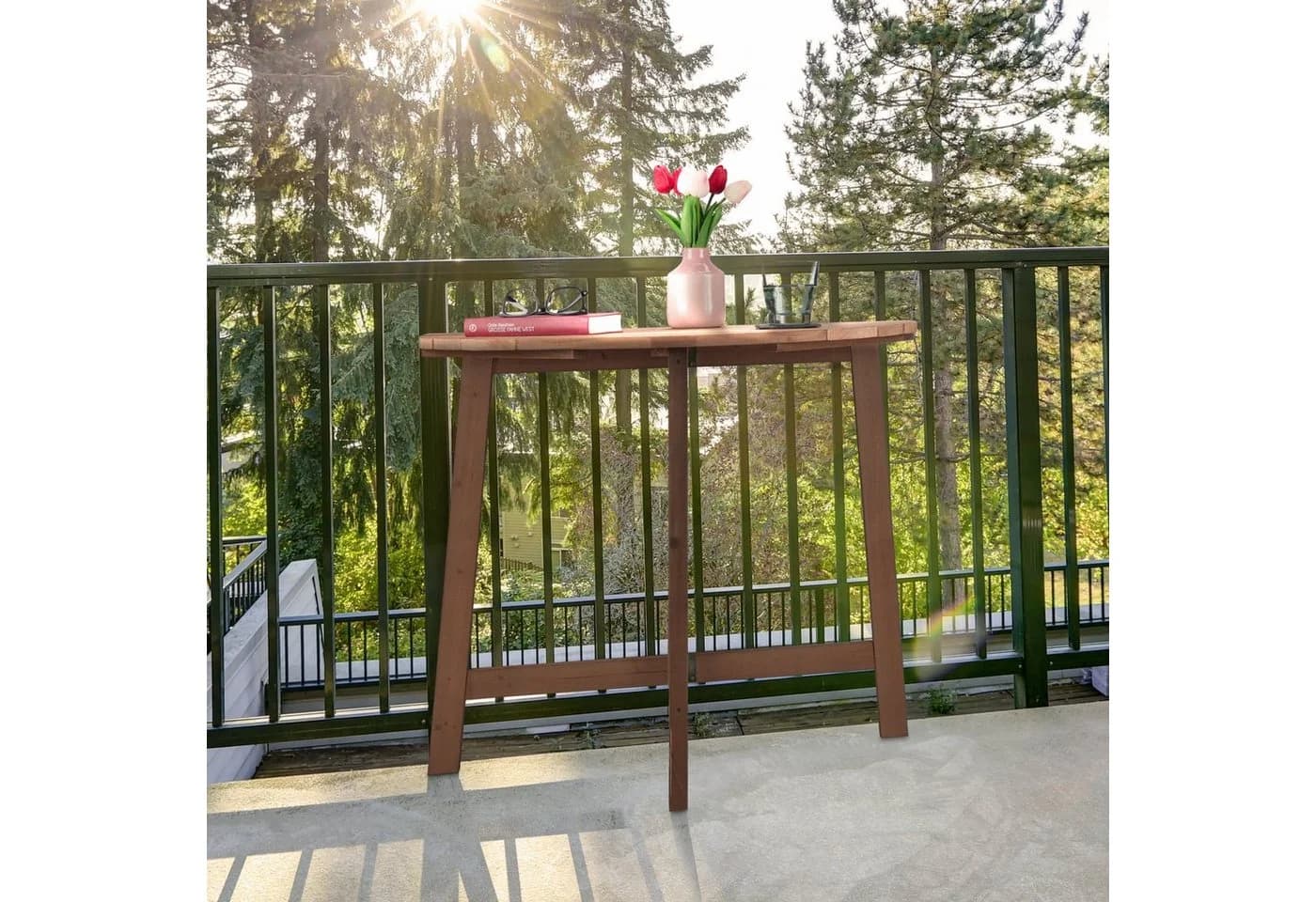 relaxdays Halbrunder Klapptisch aus Holz Dunkelbraun - Bild 5