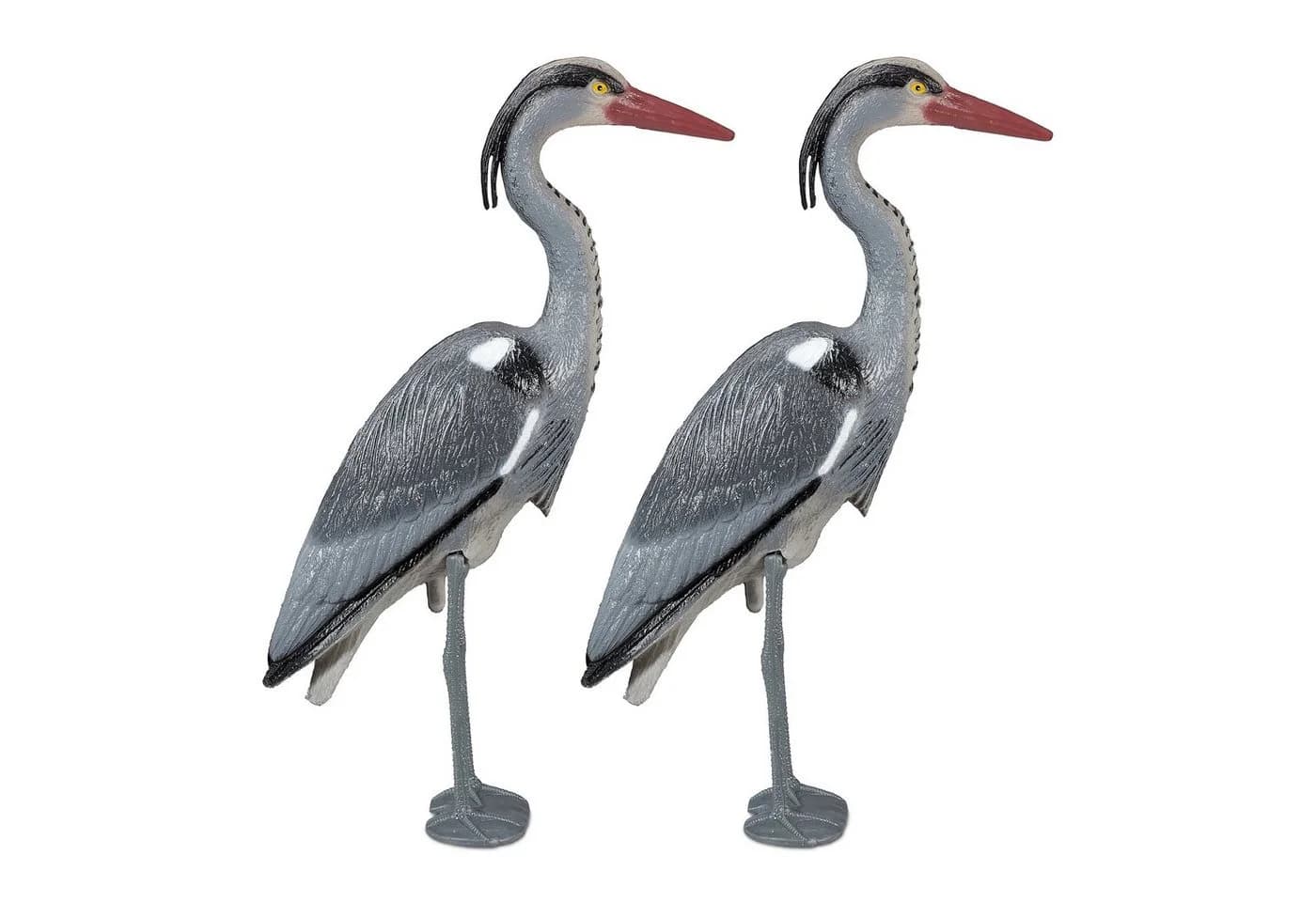 RELAXDAYS Gartenfigur Reiher 2er Set Grau Schwarz Rot - Bild 2