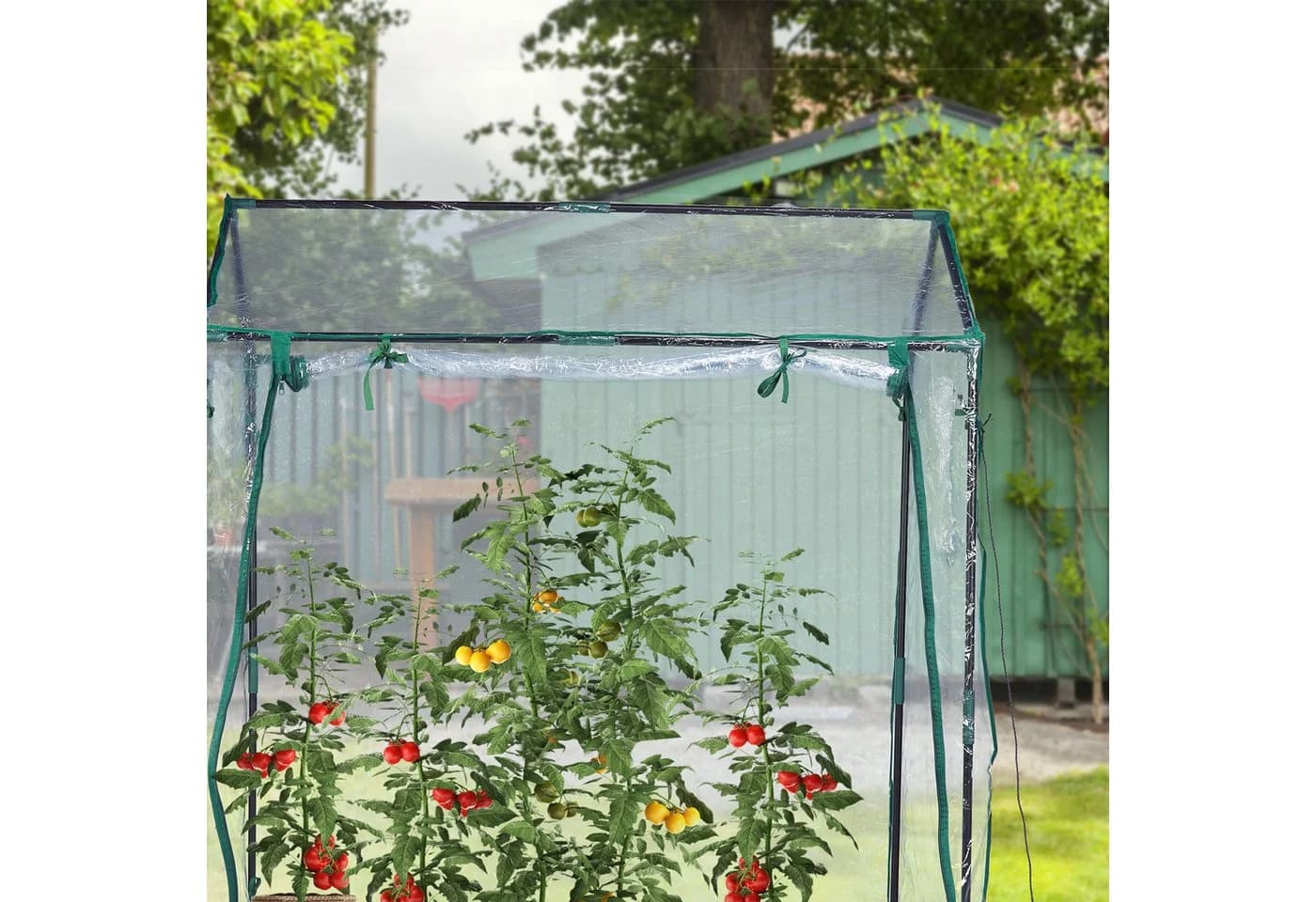 relaxdays Foliengewächshaus Transparent/Dunkelgrün mit Stecksystem - Bild 5