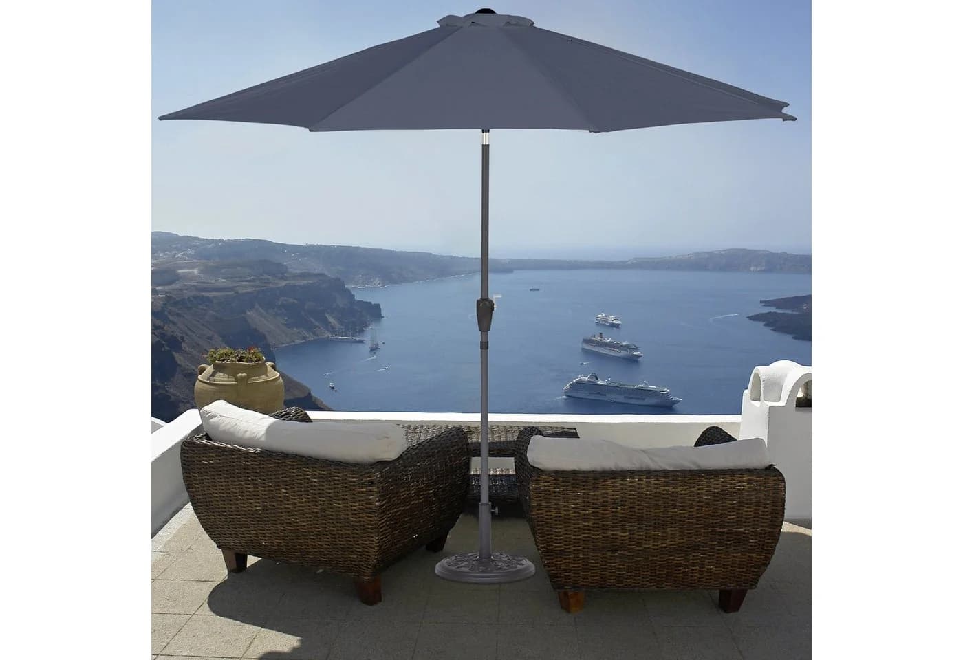 relaxdays Sonnenschirm 300 cm Anthrazit Schwarz Kurbel - Bild 5