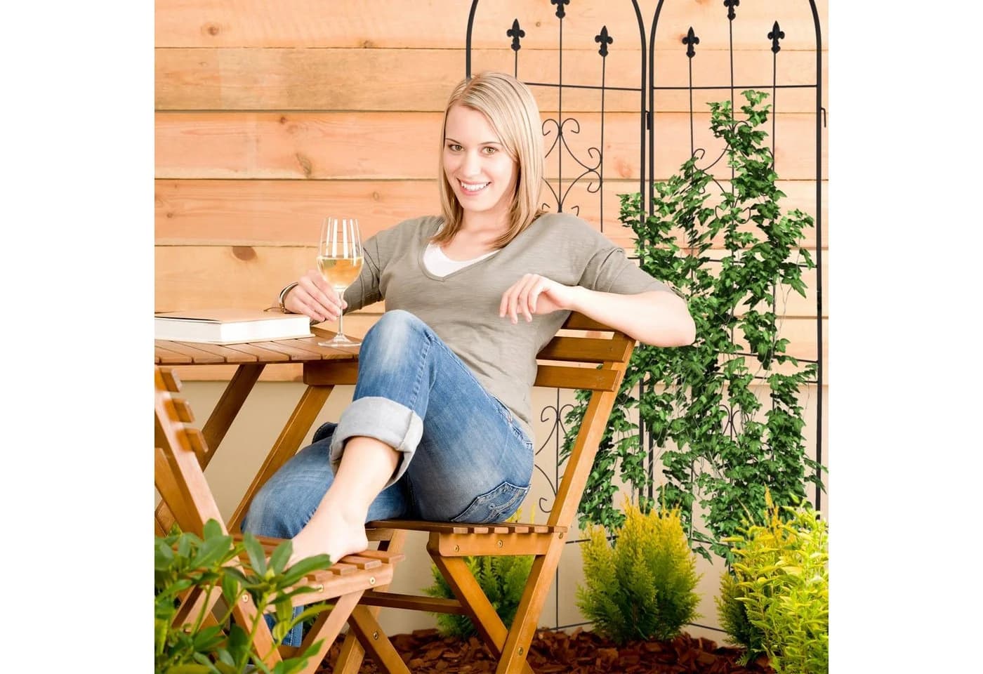 relaxdays Rankgitter 2er Set Schwarz Eisen Garten - Bild 3