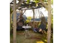 relaxdays Gartentisch mit Schirmloch Stahl Weiß Bild 1