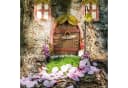 relaxdays Feentür Set Blätterdach Gartenfigur Bunt Kunststein Bild 1