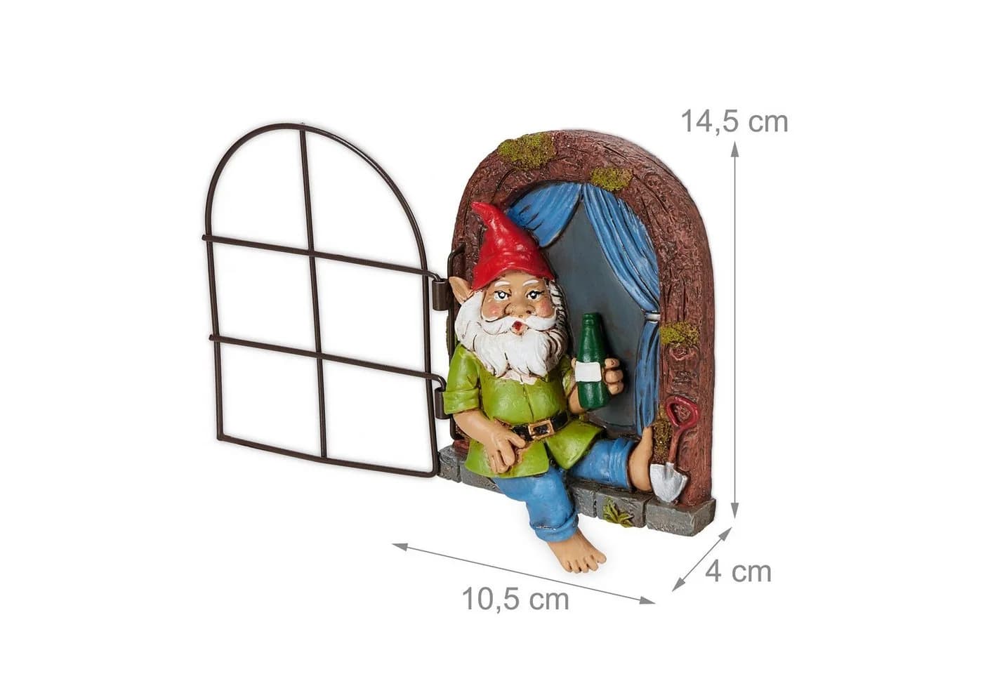 RELAXDAYS Gartenfigur Trinkender Zwerg im Fenster Bunt - Bild 4