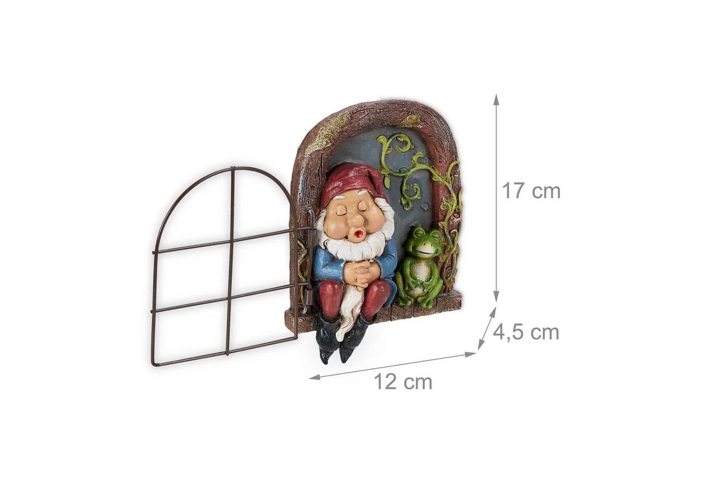 relaxdays Gartenfigur Schlafender Zwerg im Fenster Bunt - Bild 4