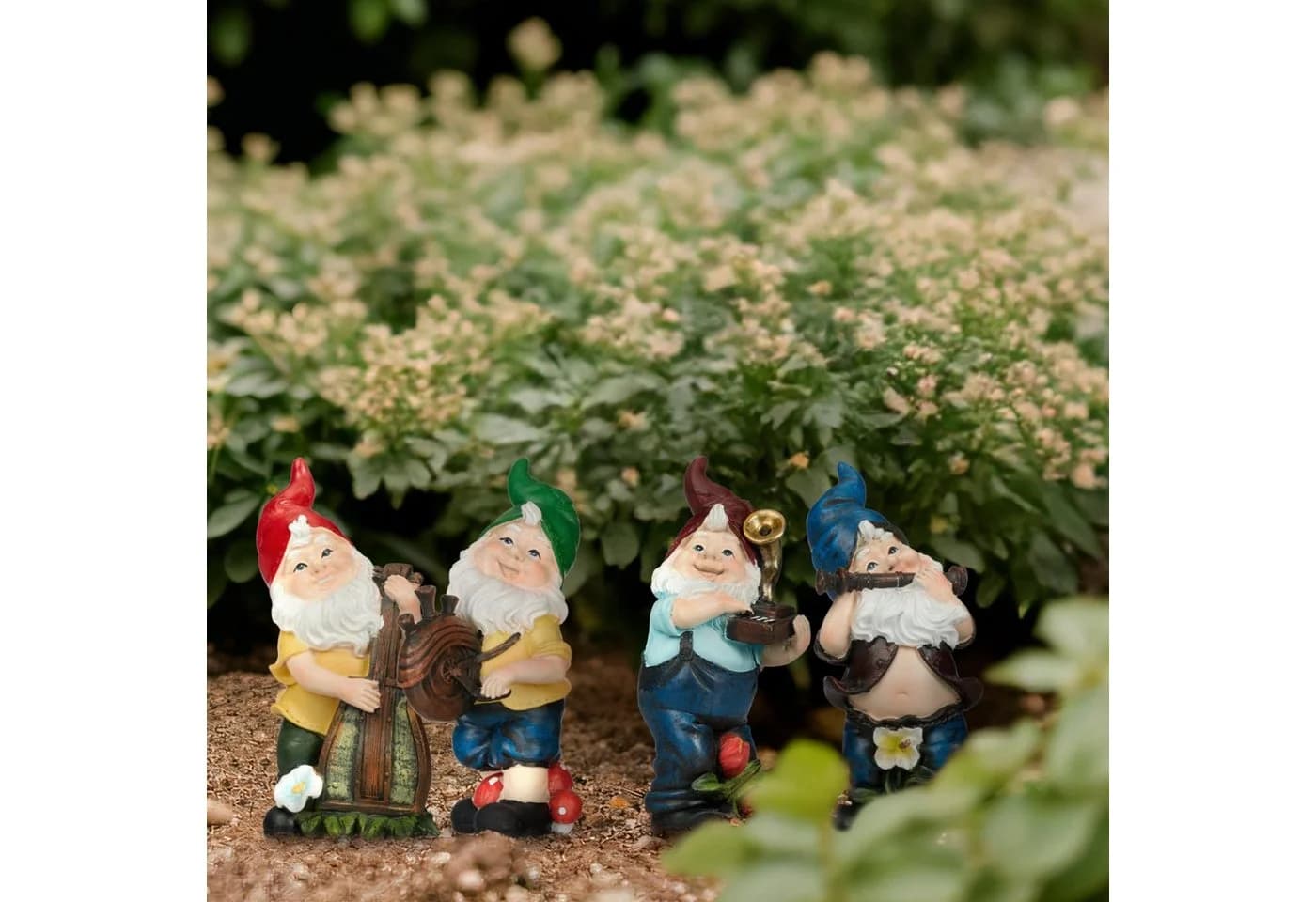 relaxdays Gartenzwerg 4er Set Musiker Bunt Kunststein - Bild 5