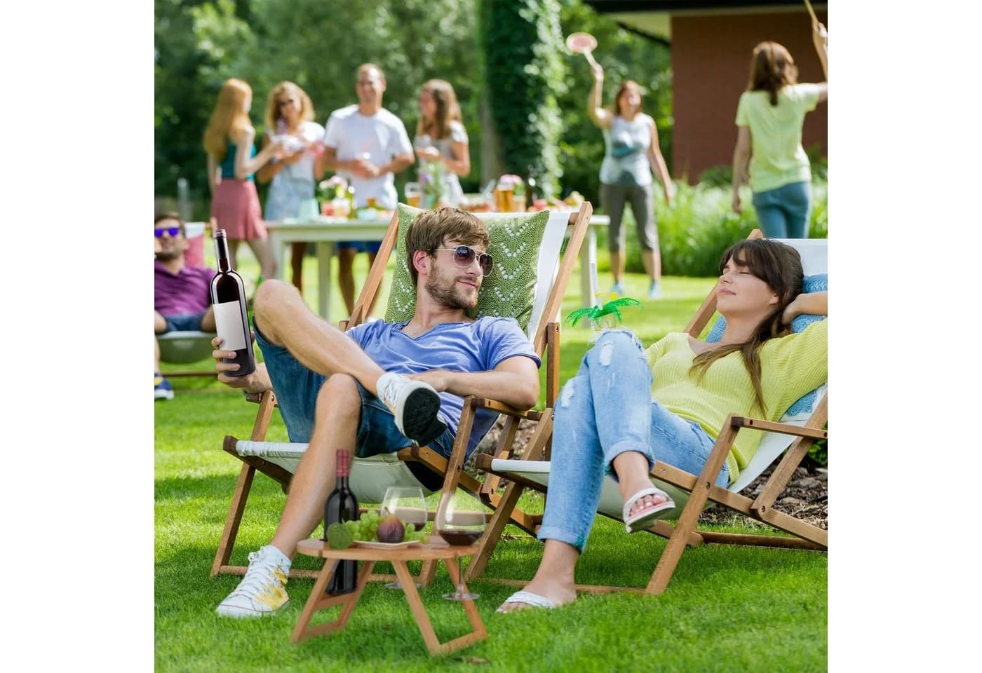 relaxdays Picknick Weintisch Bambus - Bild 3