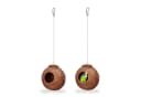 relaxdays Vogelhaus Kokosnuss 2er Set Natur/Silber Bild 2