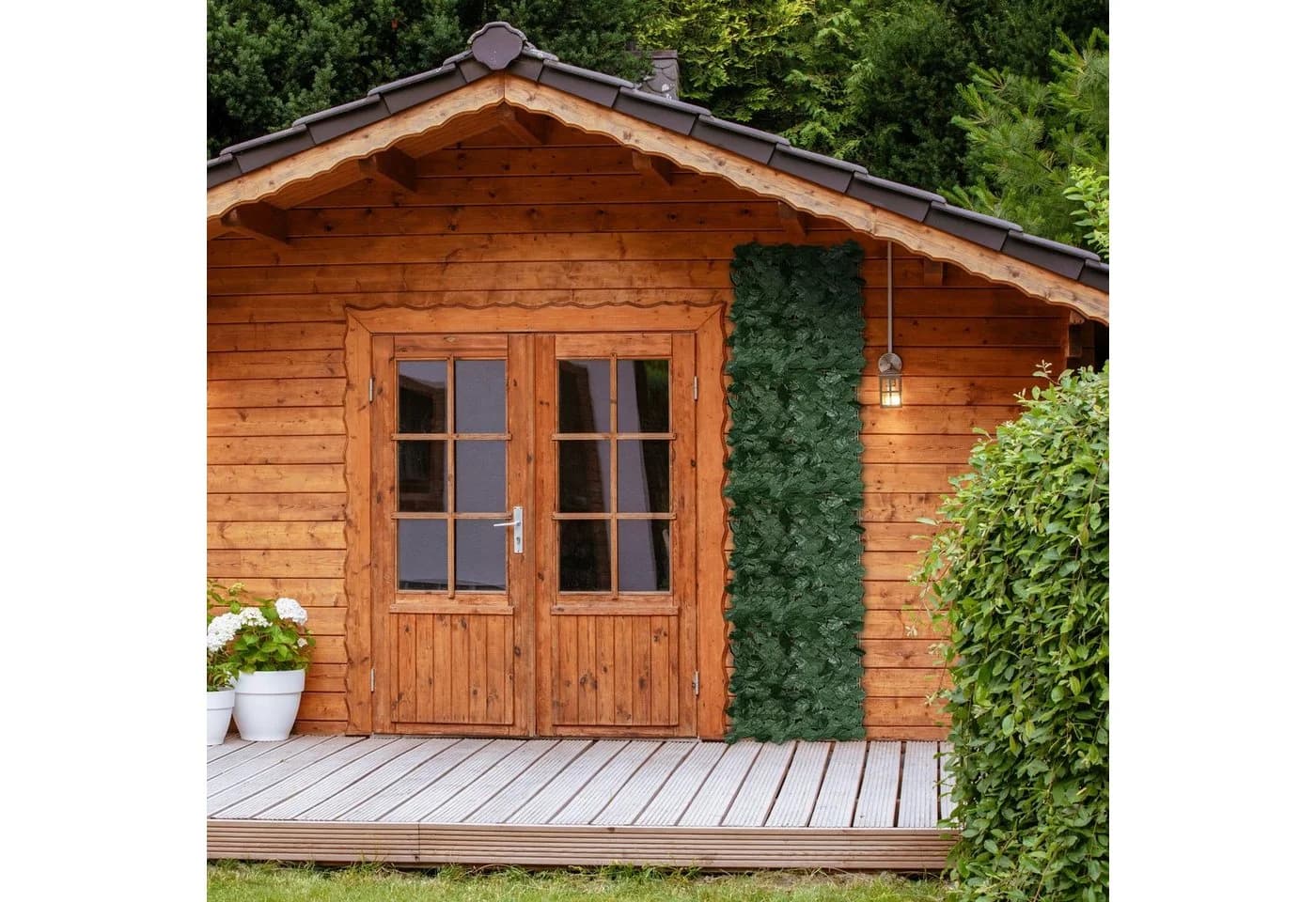 relaxdays Kunsthecken-Sichtschutz Efeu 12er Set Dunkelgrün - Bild 5
