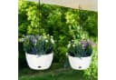 relaxdays Blumenampel 2er Set mit Wasserspeicher Weiß/Schwarz Bild 5