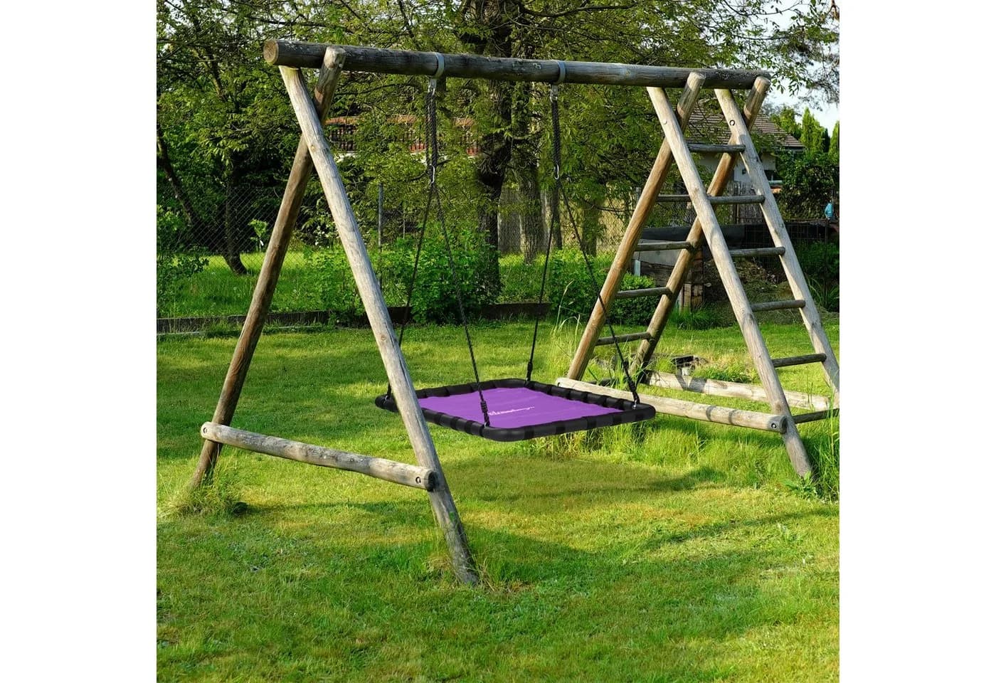 relaxdays Nestschaukel Eckige Nestschaukel Schwarz Violett