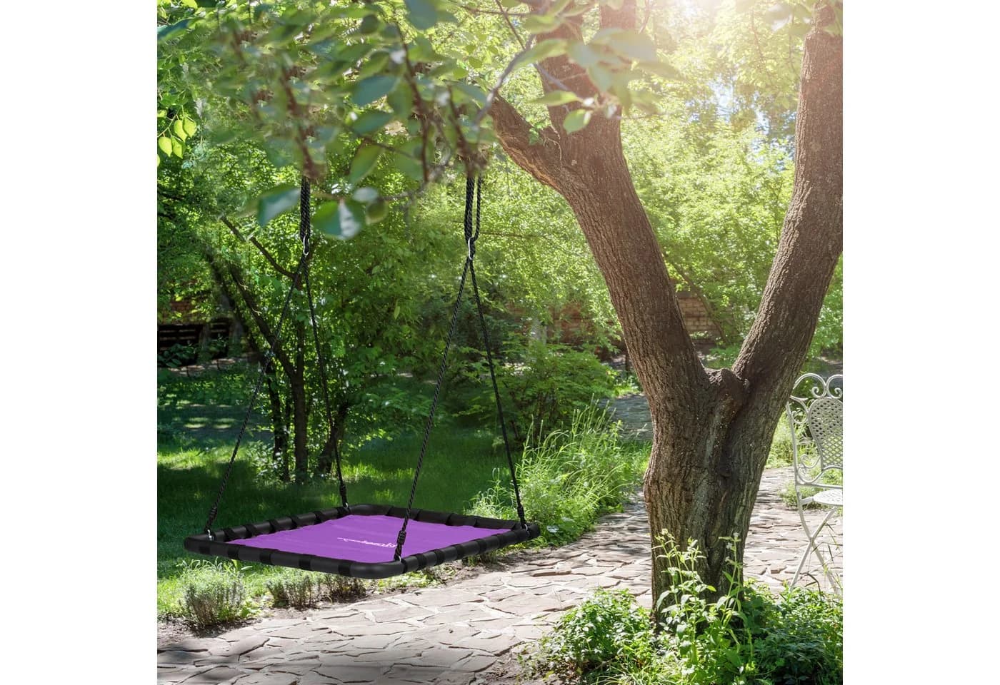 relaxdays Nestschaukel Eckige Nestschaukel Schwarz Violett - Bild 3
