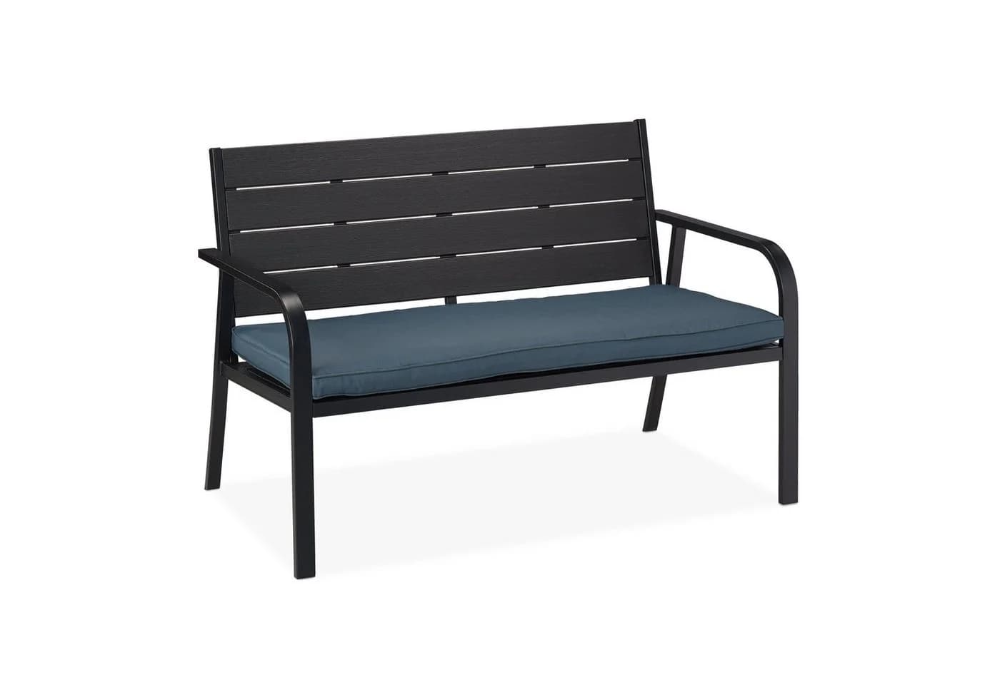 relaxdays Gartenbank mit Sitzauflage Schwarz Anthrazit - Bild 2