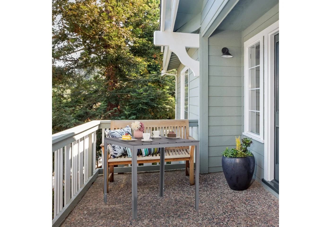 relaxdays Gartentisch Grau Quadratisch Holzoptik - Bild 5