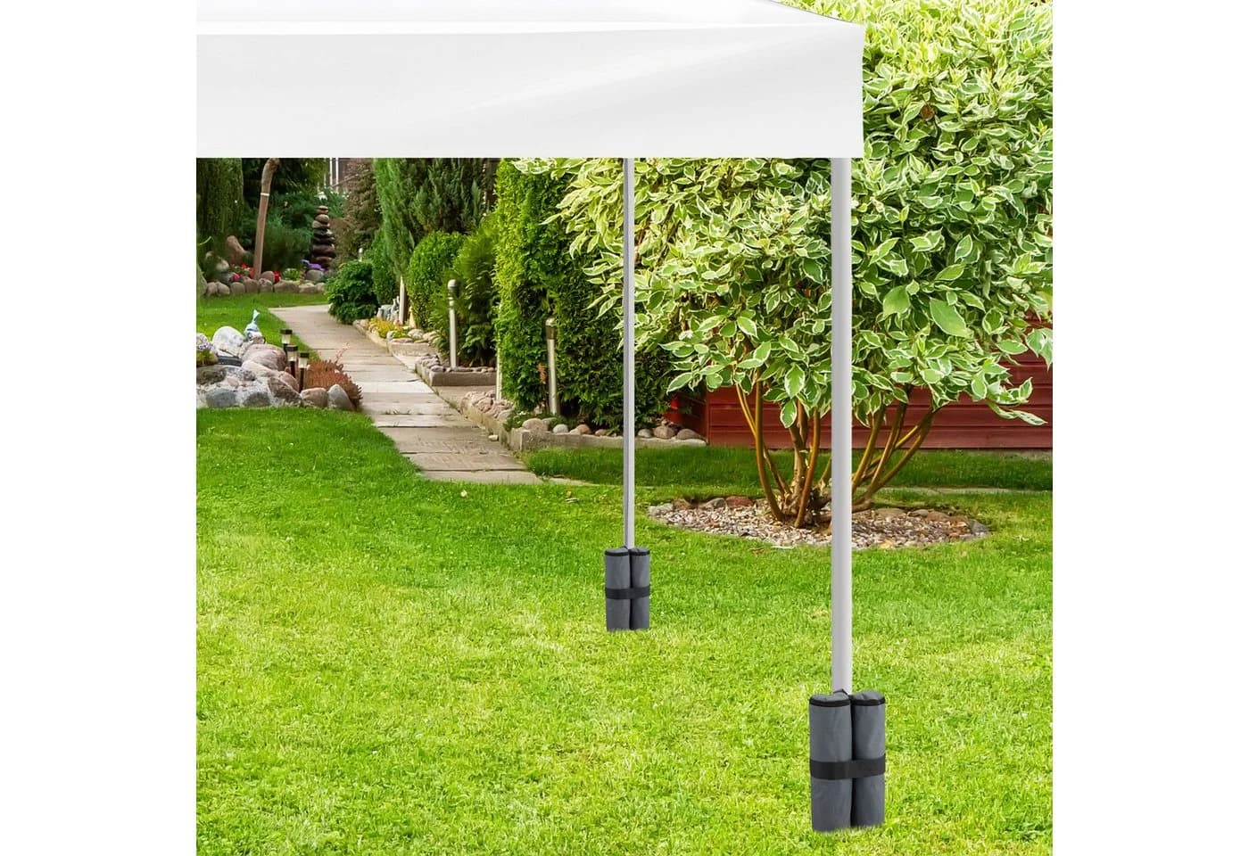relaxdays Pavillon-Sandsäcke 4er Set Grau Oxford-Gewebe