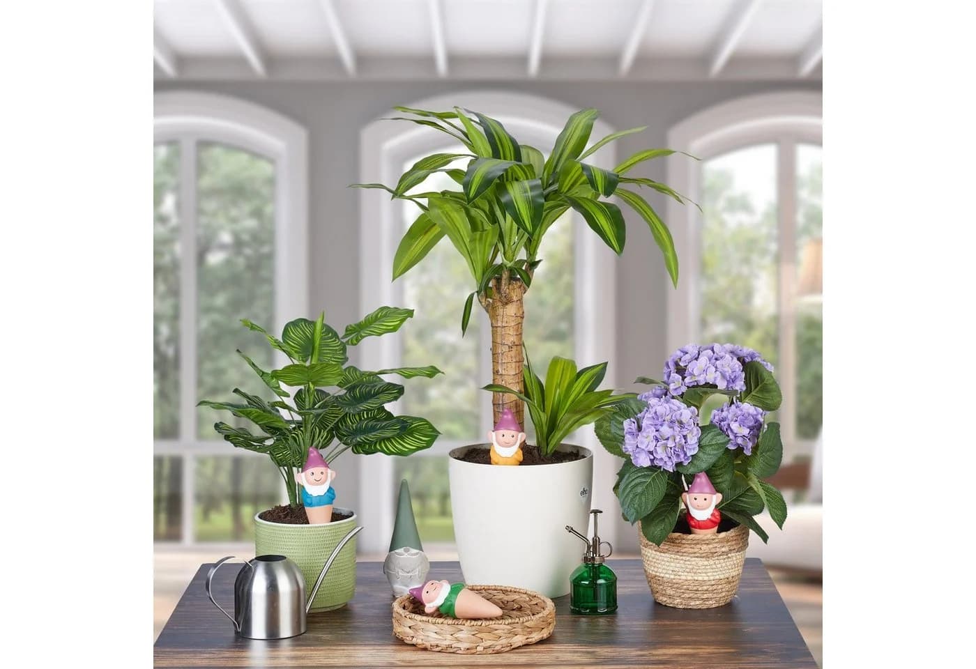 relaxdays Bewässerungssystem Tonkegel Zwerg 4er Set Bunt Keramik - Bild 5