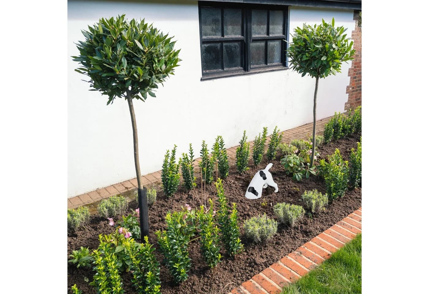 relaxdays Gartenfigur buddelnder Hund Weiß Schwarz Polyresin - Bild 5