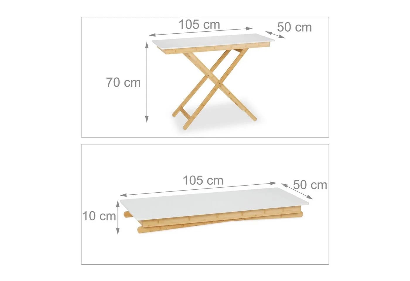 relaxdays Klapptisch Bambus höhenverstellbar Weiß - Bild 4