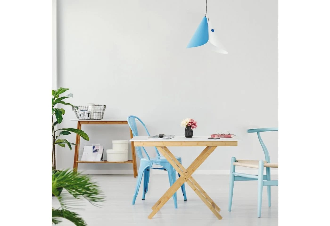 relaxdays Klapptisch Bambus höhenverstellbar Weiß - Bild 5