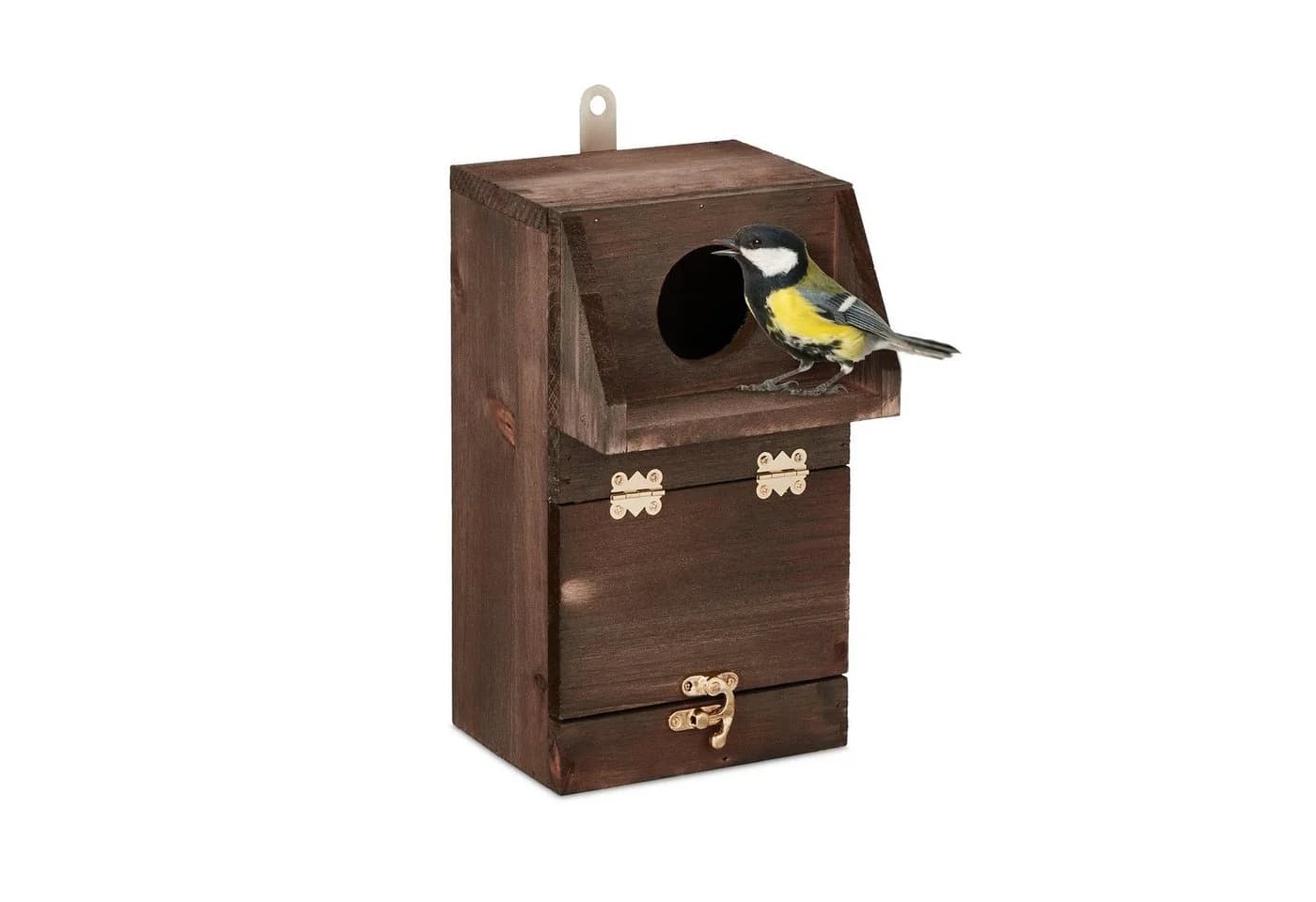relaxdays Vogelhaus Nistkasten mit Reinigungsklappe Braun Tannenholz - Bild 2