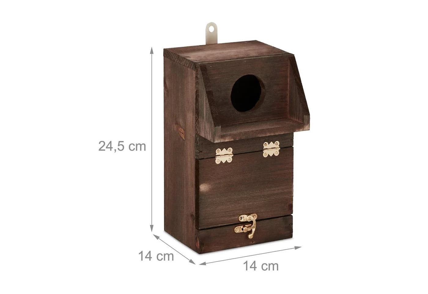 relaxdays Vogelhaus Nistkasten mit Reinigungsklappe Braun Tannenholz - Bild 4